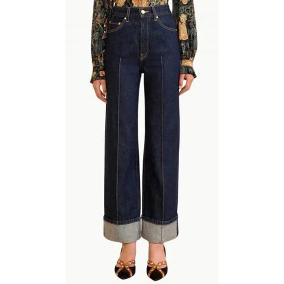 ULLA JOHNSON Genevieve Wide Leg Jeans in Tigris Dark Denim Size 26 Quiet Luxury - Picture 1 of 15